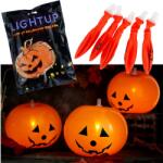  Halloweeni LED lufi szett, narancssárga, tökmintás, 5 db-os (TG74159)