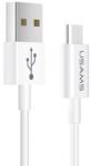USAMS u23 adatkábel, usb - microusb, 2a, gyorstöltő, 100cm, fehér (SJ284USB01)