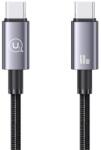USAMS adatkábel, type-c - type-c, 60w, gyorstöltő, 120cm, cipőfűző, sötétszürke (SJ661USB01)