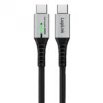 LogiLink Cablu USB 3.2 Gen2x2 Type C 20Gbps/240W/4K60Hz cu LED T-T 1m Negru, Logilink CU0442 (CU0442)