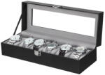 SONGMICS 6 Férőhelyes Óratartó Doboz Üvegfedéllel Fekete (EUZ-JWB06BK) - platinashop