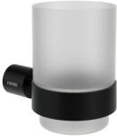 Ravak Hungary Kft Fold FD 210.20BLM pohártartó üvegpohárral, matt fekete (X07P1354)