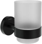 Ravak Hungary Kft Kona KN 210.20BLM pohártartó üvegpohárral, matt fekete (X07P1309)