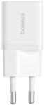 Baseus GaN5 Mini hálózati gyorstöltő 25W, USB Type-C, fehér + 100W USB Type-C, 1m kábel (P10110909213-01) - bstrade