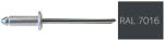 Koelner - Rawlplug Nyitott félgömbfejű húzószegecs 3, 9x10mm festett RAL7016 alumínium-acél - bakonykotoelem - 4 Ft