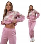 Moon Női Melegítő Szett Vajszínű Virágmintás Kapucnis Pulóver Rózsaszín S/m