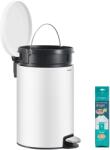 SONGMICS Fém kerek konyhai szemetes, 20 L, pedálos, levehető belső vödörrel, fehér (LTB021WZ01)