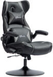 Vinsetto Gamer Szék Ringató Funkcióval és Hangszórókkal, műbőr, szürke-fekete