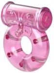 Baile Set Inel de Penis Butterfly cu Vibratii si Prezervativ, TPR, Roz Inel pentru penis