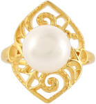  Arannyal Bevont Ezüst Gyűrű Barokk Édesvízi Tenyésztett Gyönggyel, PCY11630/62
