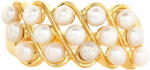  Arannyal Bevont Ezüst Gyűrű Barokk Édesvízi Tenyésztett Gyönggyel, PCY11650/54