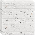 HOZRO 10 db-os HOZRO öntapadós 3D tapéta, téglautánzat modell, 5, 39 m2 készlet, modern dizájn, nagyon könnyen felszerelhető, Fehér csillagok (TAPET52-10BUC)