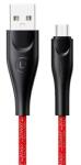 USAMS u41 adatkábel, usb - microusb, 2a, gyorstöltő, 300cm, törésgátló, cipőfűző, piros (SJ399USB02)