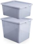Vilde Tárolóedény készlet, Vilde, 2 db, Szürke, 20 l és 30 l, Fedővel, Multifunkcionális rendszerező otthonra, Iroda, Műhely, Kert (SET345)