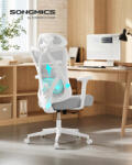 SONGMICS ergonomikus irodai szék hálós háttámlával állítható deréktámasszal és fejtámlával galambszürke (EUZ-OBN063GD02)