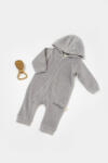 BabyCosy Salopeta Elefant cu maneca lunga si gluga din 80%bumbac organic si 20% poliester - Gri, BabyCosy (Marime: 3-6 Luni) (BC-CSYK6046-3)