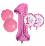  Lufik 1 Születésnapra, 5 db-os szett, rózsaszín, csillag, héliummal tölthető