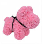 Aranjamente florale - Rose Puppy - Catelus floral 40 cm decorat manual cu trandafiri spuma in cutie roz