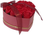 Aranjamente florale - Aranjament floral cutie inima cu trandafiri sapun rosii Red
