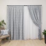 Hiko Set 3 piese Hiko, doua draperii Imperial Garden gri si o perdea Ana voal, cu rejansa Premium, creion 6, 5cm (100007557)