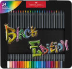 Faber-Castell Színes ceruza készlet, háromszögletű, fémdobozban, FABER-CASTELL "Black Edition", 24 különböző szín (116425) - nyomtassingyen