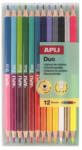 APLI Színes ceruza készlet, kétvégű, háromszögletű, APLI "Duo", 24 különböző szín (20082) - nyomtassingyen