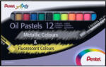 Pentel Olajpasztell kréta, PENTEL, "Arts", 12 különböző fluoreszkáló és metál szín (PHN-MF12) - nyomtassingyen