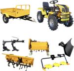 ProGarden Minitractor ProGARDEN Campo T18 V25.1 4x4 18CP benzina hidraulica fata-spate roti 6.00-12 cu remorca 600 kg + freza tractata plug tocator vegetatie cositoare cu discuri si lama zapada/pietris (4560000