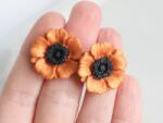 Atellier Wearable Art Cercei Flora - ruginiu perlat și negru
