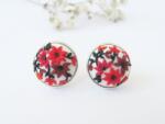 Atellier Wearable Art Cercei Red Blossom pe suport cu tijă din argint