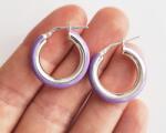 Atellier Wearable Art Cercei Color Hoops din argint - mov