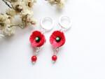 Atellier Wearable Art Cercei maci Poppy Magic pe suport din argint cu mărgele semiprețioase coral