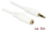 Delock Stereo Jack hosszabbító kábel 3.5 mm 3 pin apa > anya 5 m fehér (DL83771) (DL83771)