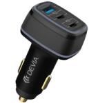 DEVIA SMART autós töltő USB+2 Type-C aljzat (115W, PD gyorstöltő, LED fény) FEKETE (EA361)