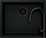 SCHOCK Schock Kaia N-100L konyhai mosogatótálca 556 x 456 mm Cristadur Puro, intenzív fekete, látható elemekkel és Schock Talia konyhai csaptelep kihúzható fejjel, fekete (SETKN100LPUTENEG)