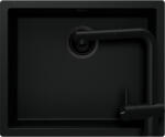 SCHOCK Schock Kaia N-100L konyhai mosogatótálca 556 x 456 mm, látható elemekkel és Schock Epos konyhai csaptelep Cristadur Puro kihúzható fejjel, intenzív fekete (SETKN100LEEXPURO)