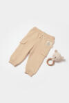 BabyCosy Pantaloni cu buzunare laterale, Two thread, 100%bumbac organic - Stone, BabyCosy (Marime: 12-18 Luni) (BC-CSY8019-12) - roua