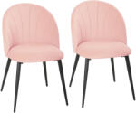 HomCom 2 db-os bársony étkezőszék szett, konyhai székek ívelt kagylómintás háttámlával, acél lábak, skandináv stílusú, kárpitozott szék konyhába, hálószobába, nappaliba, rózsaszín