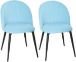 HomCom 2 db-os bársony étkezőszék szett, konyhai székek ívelt kagylómintás háttámlával, acél lábak, skandináv stílusú, kárpitozott szék konyhába, hálószobába, nappaliba, világoskék