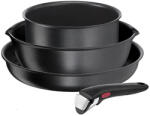 Tefal Set cratite si tigaie Tefal Ingenio 2100038720, 4 piese, Maner detasabil, Acoperire antiaderenta, Fara PFOA, Aluminiu, Negru (Ingenio 2100038720)