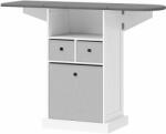 Homcom Mobilier pliabil pentru călcat pe roți, cu raft deschis și 3 sertare, 121x37x89, 5 cm, alb și gri Vasalódeszka