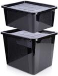 Vilde Tartálykészlet tároláshoz, Vilde, 2 db, Fekete, 20 l és 30 l, Fedővel, Ellenálló és univerzális, Helyiség elrendezéséhez otthon, Irodában, Műhelyben és kertben (SET344)
