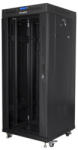 Lanberg FF01-6627-12BL 19 27U SZÉL: 600mm MÉLY: 600mm MAG: 1431mm lapraszerelt LCD üvegajtós fekete álló rack szekrény