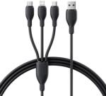 Baseus Cablu alimentare si date Baseus Ultra-Fast One-for-three Retractable, USB la Micro-USB+Lightning+USB Type-C 3.5A, 1.3m, Negru