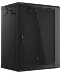 Lanberg WF01-6415-10B 19" 15U SZÉL: 600mm MÉLY: 450mm MAG: 774mm lapraszerelt üvegajtós fekete fali rack szekrény - pcx