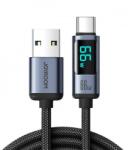 JOYROOM adatkábel, usb - type-c, 66w, 120cm, pd gyorstöltő, led kijelző, fekete (S-AC066A16_BLK)