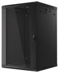 Lanberg WF01-6618-10B 19 18U SZÉL: 600 MÉLY: 600 MAG: 907 lapraszerelt üvegajtós fekete fali rack szekrény (WF01-6618-10B)