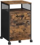 Brius Dulap mobil 42x44x69 cm, cu 2 sertare si roti cu frana, compartiment deschis si suport dosare, PAL si otel, maro rustic si negru (EZ-OFC077B01)