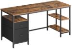 Brius Birou 3 rafturi 2 sertare cadru metalic reversibil, 160x60x76 cm, stil industrial, maro (EZ-LWD105K01)