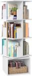 Brius Biblioteca rotativa mdf 4 niveluri compartimente deschise, 40x40x125 cm, rotire 360, alb (EZ-LBC471WB01) Raft